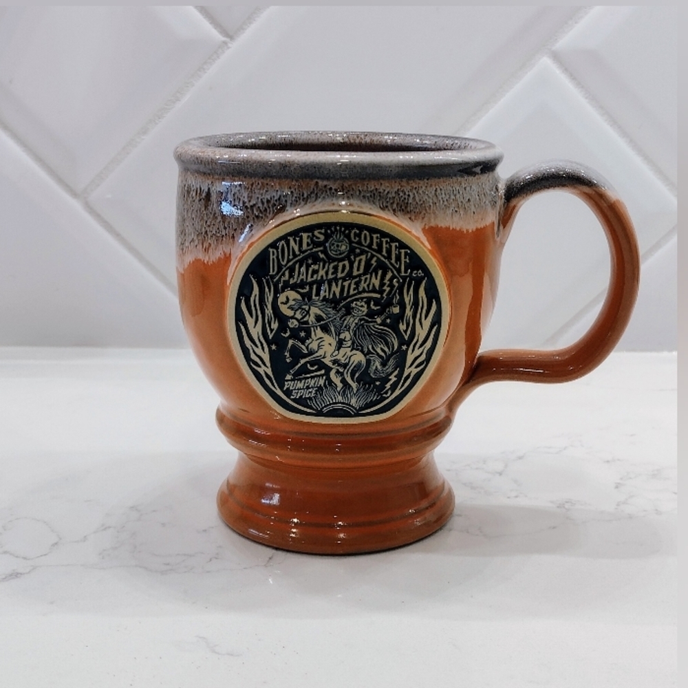 Bones Coffee Co.  JACKED O' LANTERN Pumpkin Mug Halloween Deneen Pottery 2020